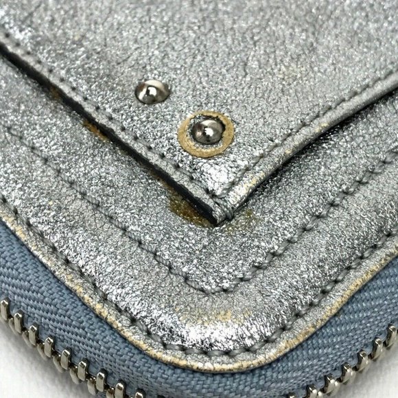 AUTHENTIC CHLOE Paddington Zip Around Long Wallet Silver Leather - Picture 7 of 10
